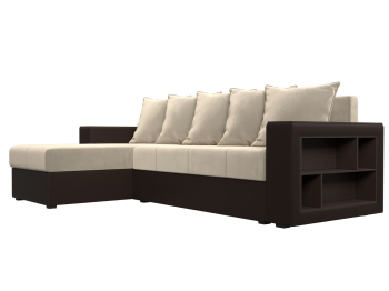 Диван угловой Дубай Лайт, микровельвет/экокожа, левый угол