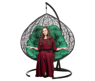 Двойное подвесное кресло Gemini promo black Зеленая подушка
