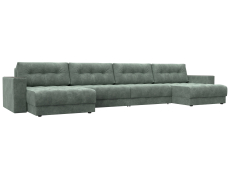 Дизайнерские диваны для гостиной, Диван П-образный с декором Лига-049 НПБ Лонг, велюр BRUT