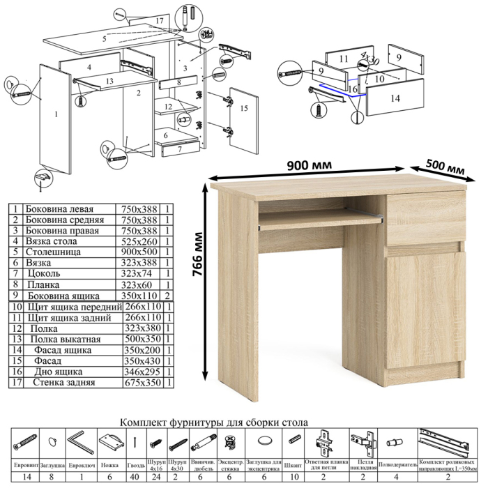 Детские столы, Стол компьютерный Мори МС-1 правый