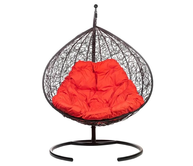 Мебель из ротанга, Двойное подвесное кресло Gemini promo black Красная подушка