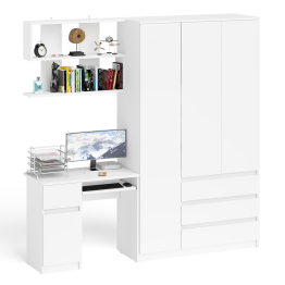 Широкий шкаф-комод Мори МШ1200.1 с письменным столом МС-1 левый и полкой на 900