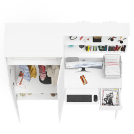 Компьютерный стол однотумбовый правый с ящиком и верхней полкой и платяной шкаф Мори МШ8001