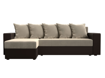 Диван угловой Дубай Лайт, микровельвет/экокожа, левый угол