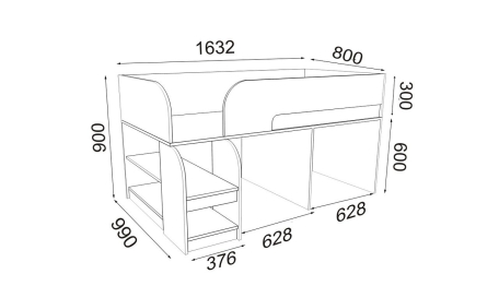 Кровать-чердак Астра 9 V7 Дуб молочный