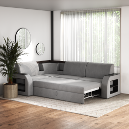 Угловой диван Ника-2, раскладной, с мдф столиком