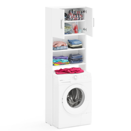 Шкаф для стиральной машинки в ванную с полками и дверками РВК