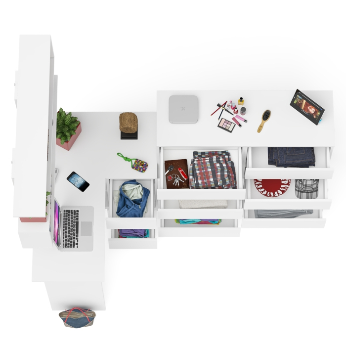 Домашние кабинеты, Набор мебели из углового компьютерного стола Мори МС-16 правого с книжной полкой и комода МК1200.10