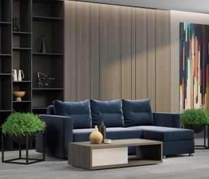 Угловой диван Ария правый велюр