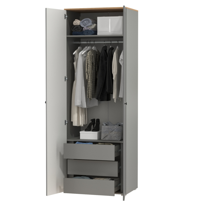 Шкафы распашные, Шкаф для одежды две двери внутри три выдвижных ящика Остин 13.336.02