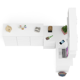 Стол компьютерный угловой Мори МС-16 левый с комодом МК1200.4 и навесной открытой полкой 1200