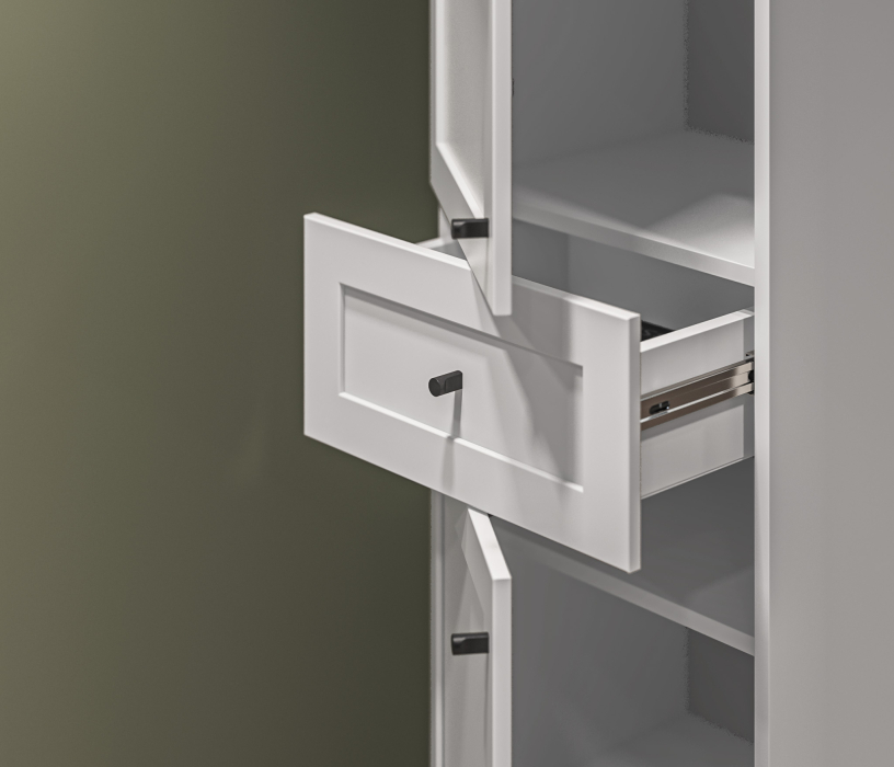 Прямые, Стеллаж Твин СБ-3372 Белый 236 см с глухим фасадом