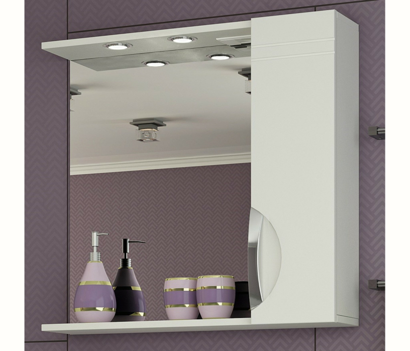 Зеркала для ванных комнат, Шкаф-зеркало  Francesca Avanti Доминго 70 С белый правый