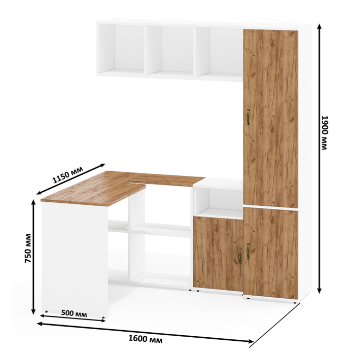 Домашние кабинеты, Домашний офис - стол-трансформер с покой для книг с пеналом 22Б и тумбой 3.19