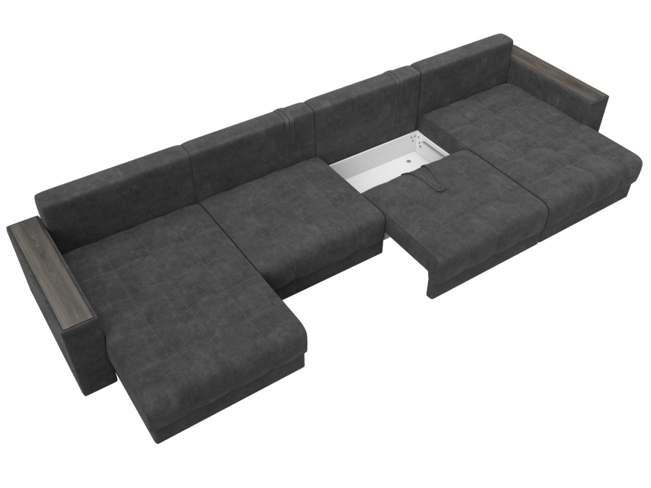 Дизайнерские диваны для гостиной, Диван П-образный с декором Лига-049 НПБ Лонг, велюр BRUT