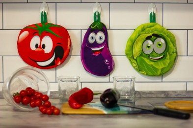 Прихватки кухонные STRAMIX Овощи на позитиве, набор из 3 шт.