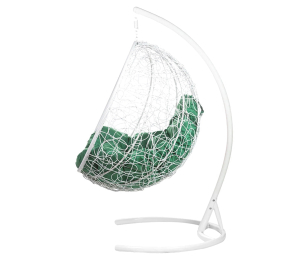 Двойное подвесное кресло Gemini promo white Зеленая подушка