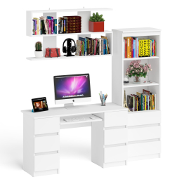 Рабочее место Мори из стола двухтумбового МС-2 с навесной полкой и стеллажом