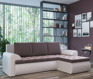 Угловой диван Ванкувер правый, экокожа /велюр