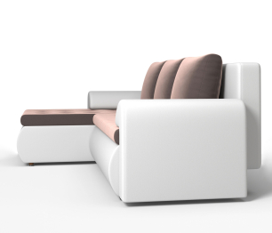 Угловой диван Ванкувер левый, экокожа/велюр