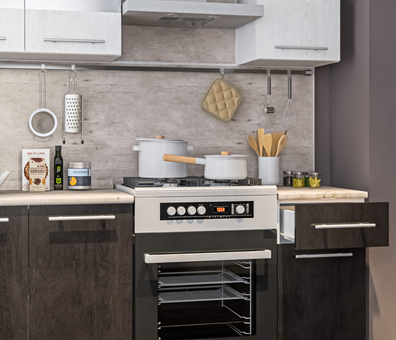 Кухонные гарнитуры, Кухонный гарнитур Элен Белый/Дуб Планк,Дуб Мажор/МетрополитанR5 1,7 м