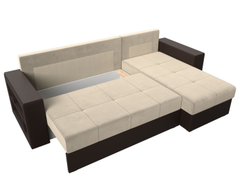 Диван угловой Дубай Лайт, микровельвет/экокожа, правый угол