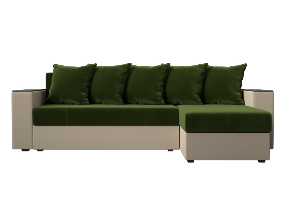 Диваны угловые в гостиную, Диван угловой Дубай Лайт, микровельвет/экокожа, правый угол