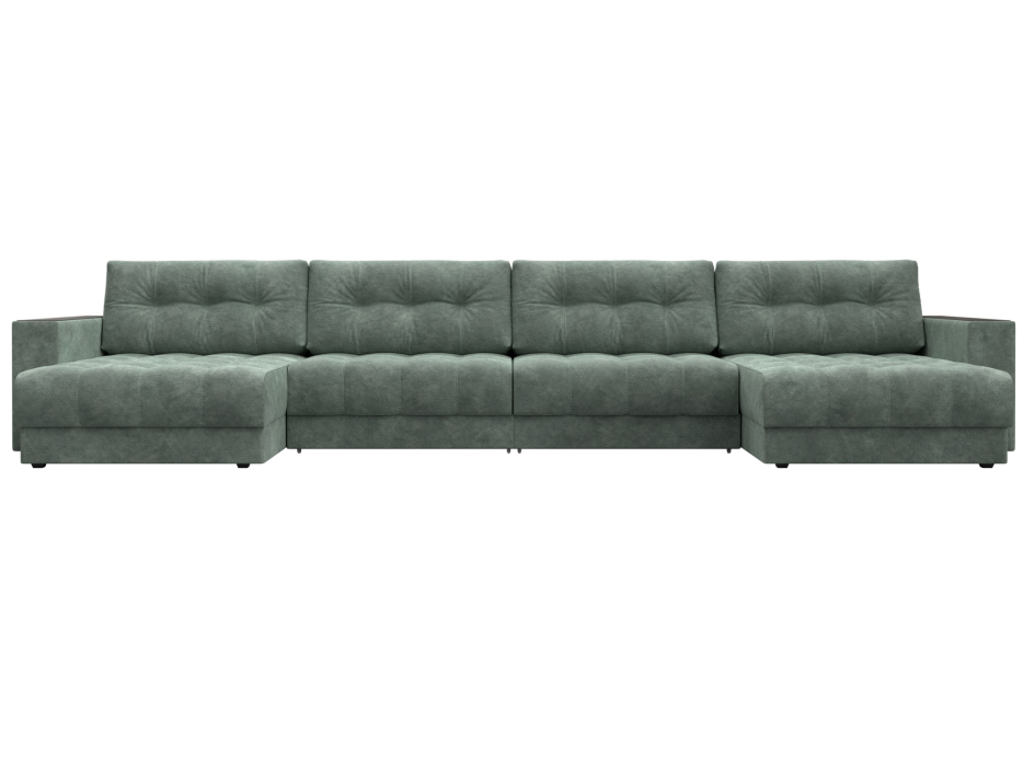 Дизайнерские диваны для гостиной, Диван П-образный с декором Лига-049 НПБ Лонг, велюр BRUT