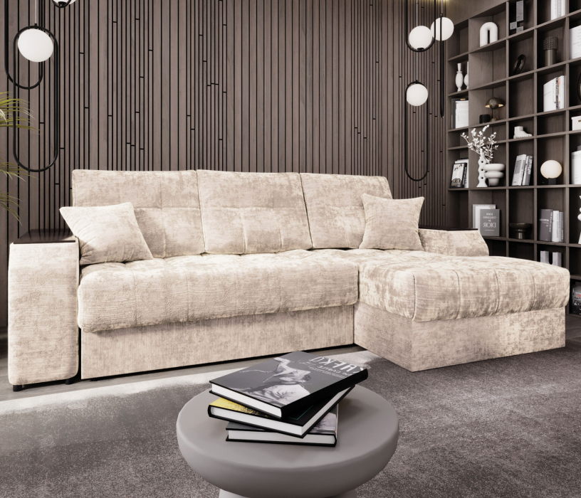 Диваны угловые в гостиную, Угловой диван-кровать Лас-Вегас правый, шенилл