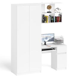 Компьютерный стол однотумбовый правый с ящиком и верхней полкой и платяной шкаф Мори МШ8001