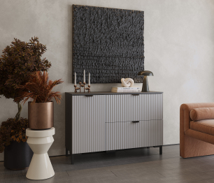 Комод Тренд СБ-3447 2 ящика, 1 дверь Диамант серый/МДФ Джаз серый