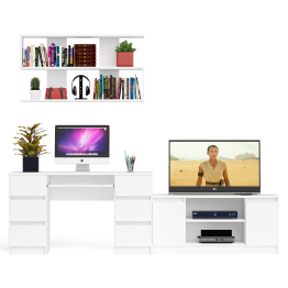 Письменный стол Мори МС-2 с ТВ-тумбой 1200 и навесной полкой 1200