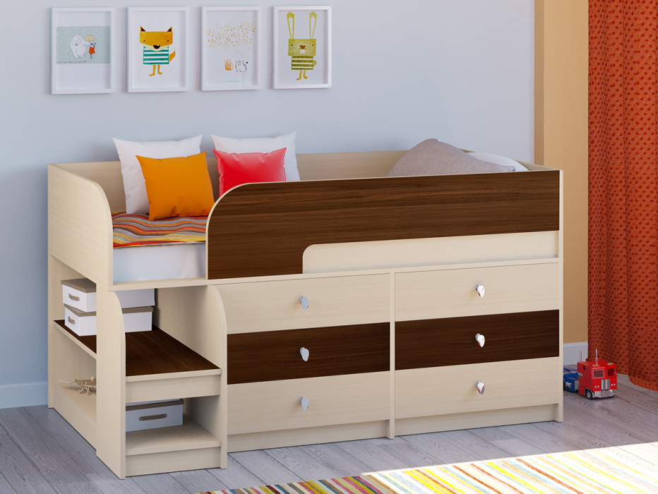 Кровати-чердаки, Кровать-чердак Астра 9 V3 Дуб молочный