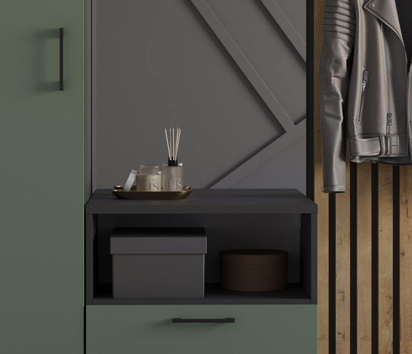 Прихожие, Прихожая Тренд с рейками Диамант серый/Белла Камыш