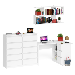 Набор мебели из углового компьютерного стола Мори МС-16 правого с книжной полкой и комода МК1200.10