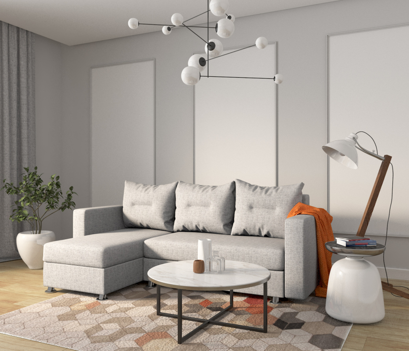 Диваны угловые в гостиную, Угловой диван Ария левый, рогожка