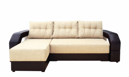 Диван угловой Манчестер 160 с подсветкой, левый рогожка/экокожа