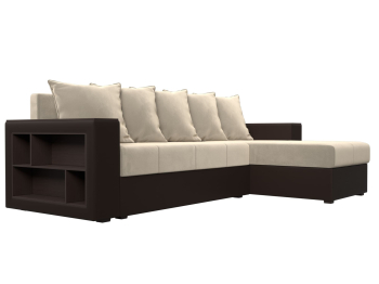 Диван угловой Дубай Лайт, микровельвет/экокожа, правый угол