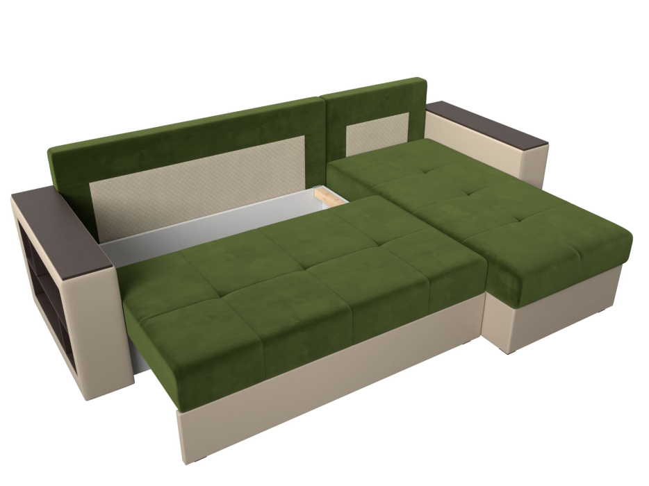 Диваны угловые в гостиную, Диван угловой Дубай Лайт, микровельвет/экокожа, правый угол