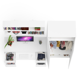 Платяной шкаф две двери Мори МШ800.1 с компьютерным столом и полкой навесной