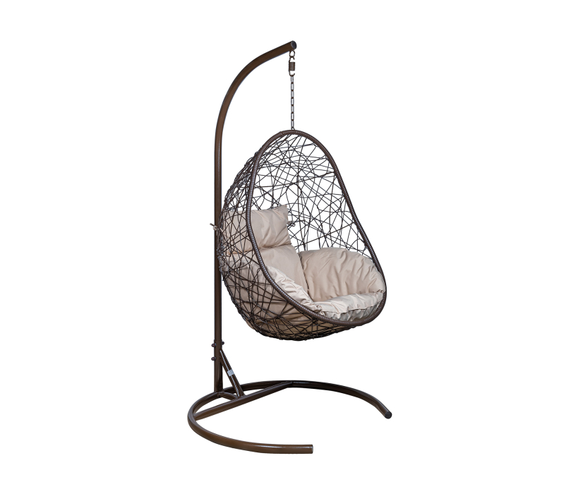 Мебель из ротанга, Подвесное кресло Leset Саона, каркас Коричневый, подушка Бежевая