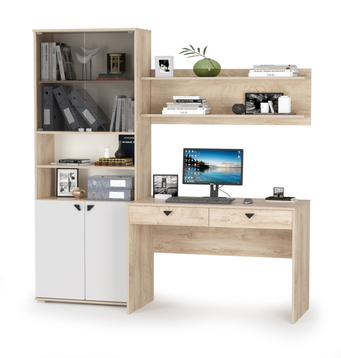 Детские комнаты, Рабочий стол с полкой и шкафом Бостон № 37