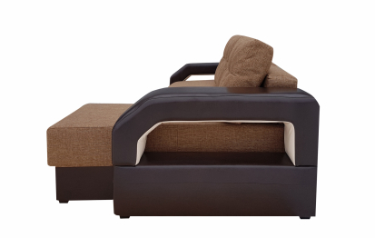 Диван угловой Манчестер 150 с подсветкой, правый, рогожка/экокожа