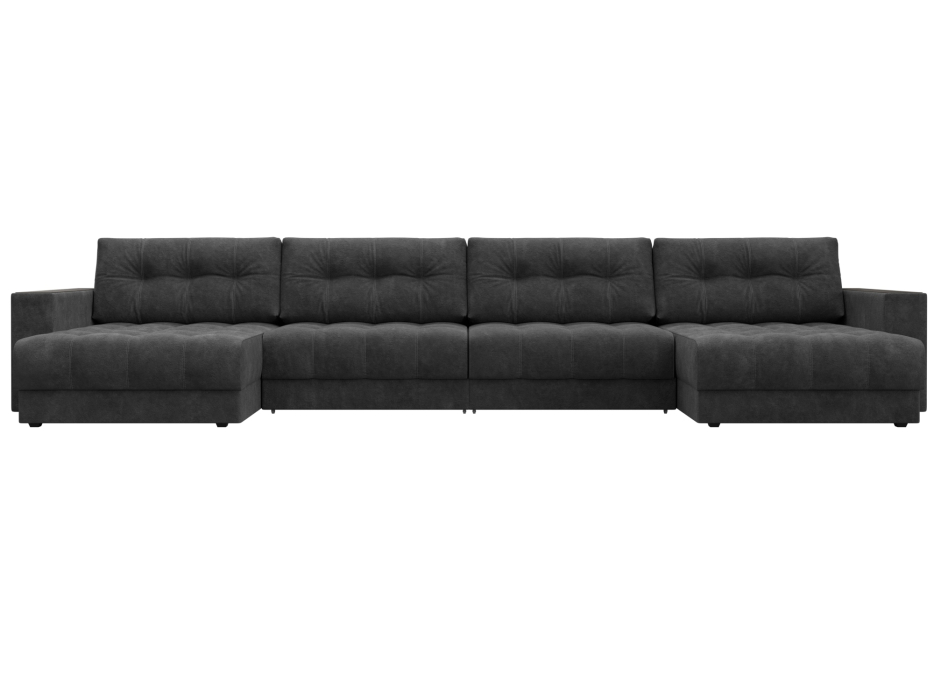 Дизайнерские диваны для гостиной, Диван П-образный с декором Лига-049 НПБ Лонг, велюр BRUT