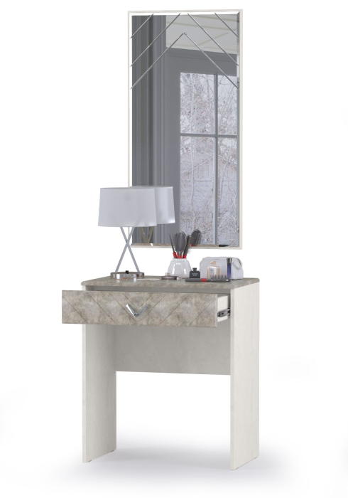 Туалетные столики, Стол туалетный Амели 12.48+Зерк шёлковый камень/бетон чикаго беж