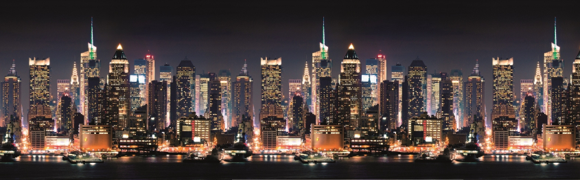 Кухонный фартук Ночной город 2000x600x1.5 мм глянец