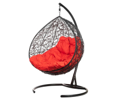Мебель из ротанга, Двойное подвесное кресло Gemini promo black Красная подушка