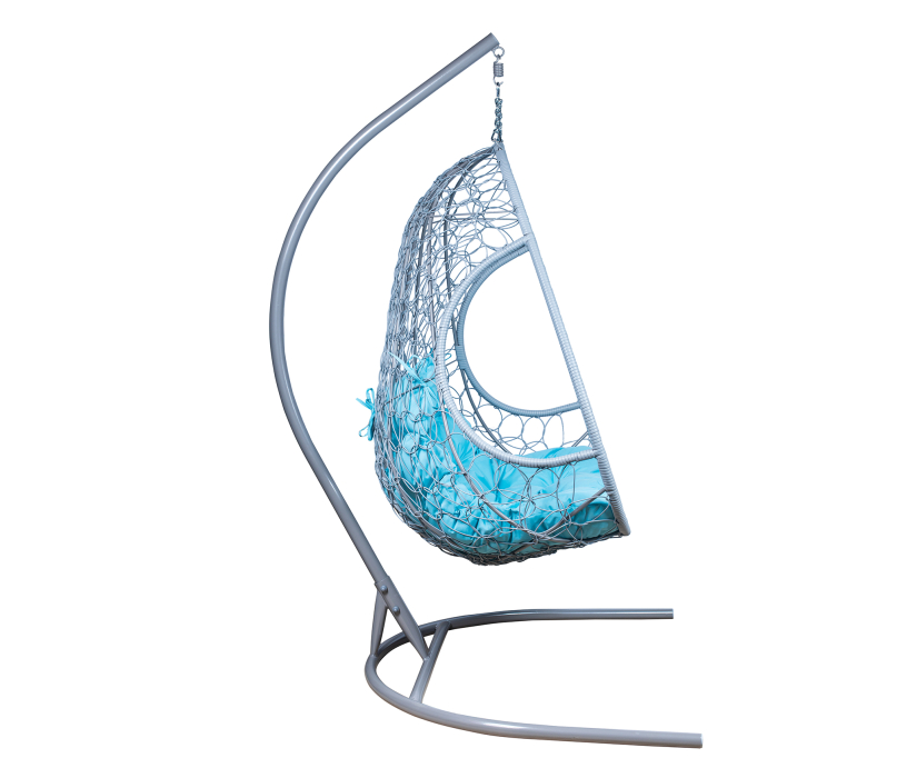 Мебель из ротанга, Подвесное кресло Leset Рико, каркас Серый металлик, подушка Бирюза яркая