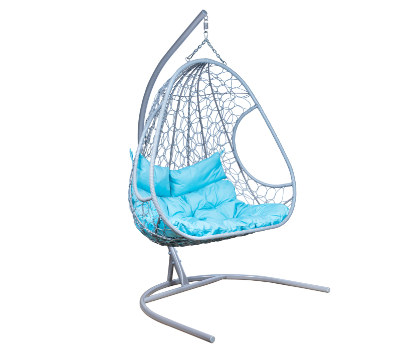 Мебель из ротанга, Подвесное кресло Leset Рико, каркас Серый металлик, подушка Бирюза яркая