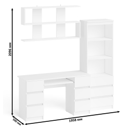 Рабочее место Мори из стола двухтумбового МС-2 с навесной полкой и стеллажом